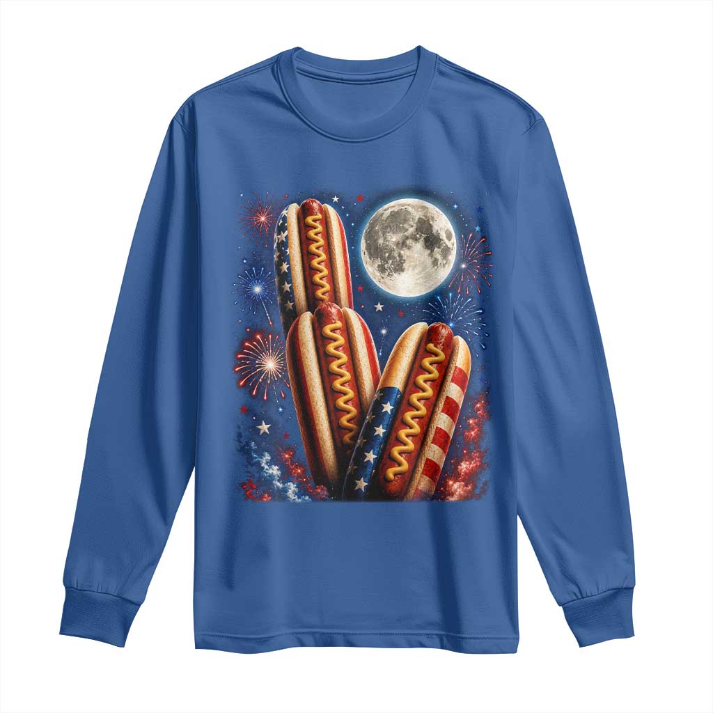 4th Of July Hotdog Fireworks Long Sleeve Shirt American Food Lovers TS12 Royal Blue Print Your Wear