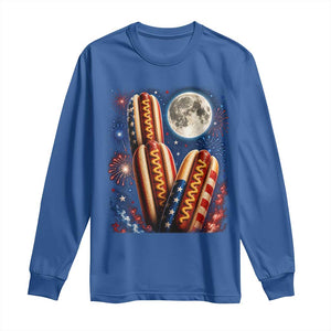 4th Of July Hotdog Fireworks Long Sleeve Shirt American Food Lovers TS12 Royal Blue Print Your Wear