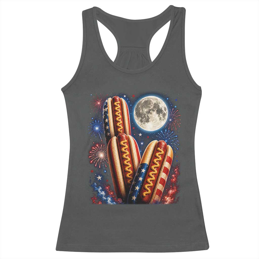 4th Of July Hotdog Fireworks Racerback Tank Top American Food Lovers TS12 Dark Heather Print Your Wear
