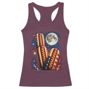 4th Of July Hotdog Fireworks Racerback Tank Top American Food Lovers TS12 Maroon Print Your Wear