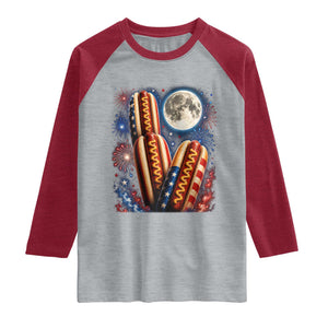 4th Of July Hotdog Fireworks Raglan Shirt American Food Lovers TS12 Heather Gray Heather Red Print Your Wear