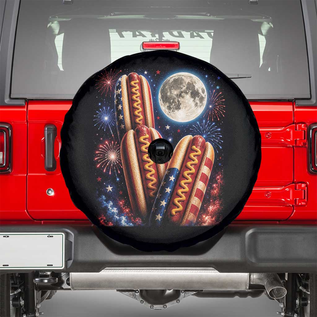4th Of July Hotdog Fireworks Spare Tire Cover American Food Lovers TS12 Black Print Your Wear