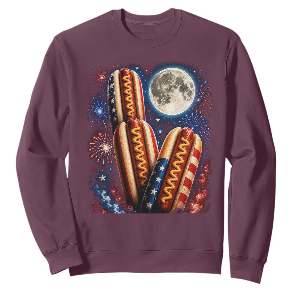 4th Of July Hotdog Fireworks Sweatshirt American Food Lovers TS12 Maroon Print Your Wear