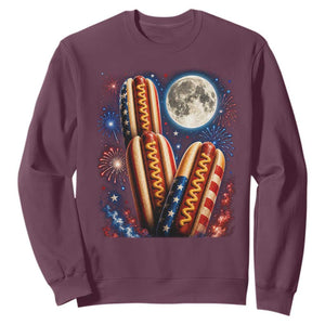 4th Of July Hotdog Fireworks Sweatshirt American Food Lovers TS12 Maroon Print Your Wear