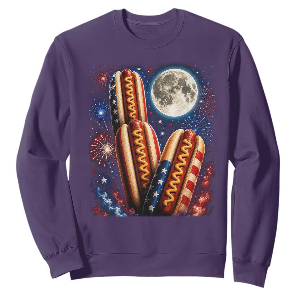 4th Of July Hotdog Fireworks Sweatshirt American Food Lovers TS12 Purple Print Your Wear