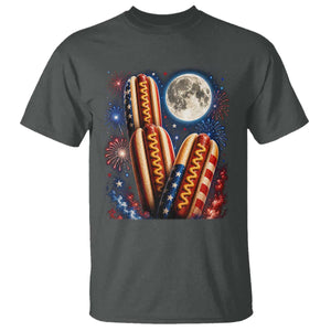 4th Of July Hotdog Fireworks T Shirt American Food Lovers TS12 Dark Heather Print Your Wear