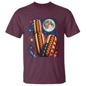 4th Of July Hotdog Fireworks T Shirt American Food Lovers TS12 Maroon Print Your Wear