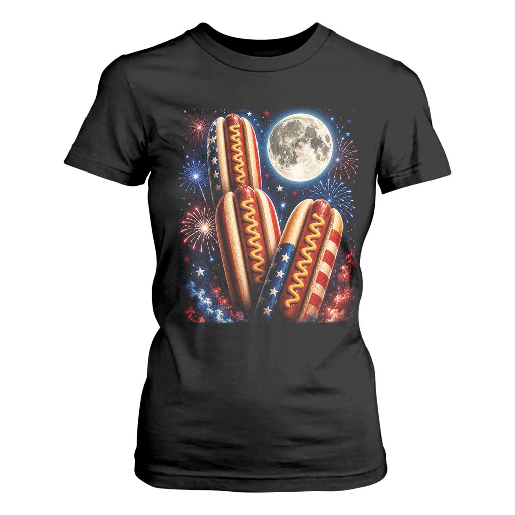 4th Of July Hotdog Fireworks T Shirt For Women American Food Lovers TS12 Black Print Your Wear