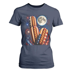 4th Of July Hotdog Fireworks T Shirt For Women American Food Lovers TS12 Navy Print Your Wear