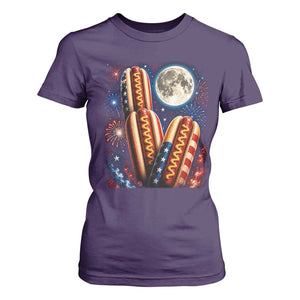 4th Of July Hotdog Fireworks T Shirt For Women American Food Lovers TS12 Purple Print Your Wear