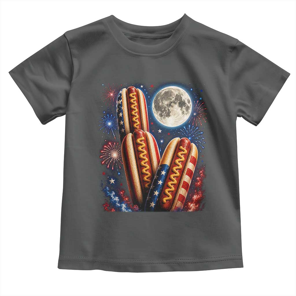 4th Of July Hotdog Fireworks Toddler T Shirt American Food Lovers TS12 Dark Heather Print Your Wear