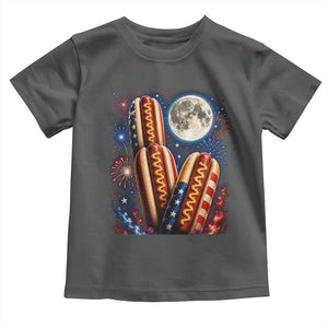 4th Of July Hotdog Fireworks Toddler T Shirt American Food Lovers TS12 Dark Heather Print Your Wear