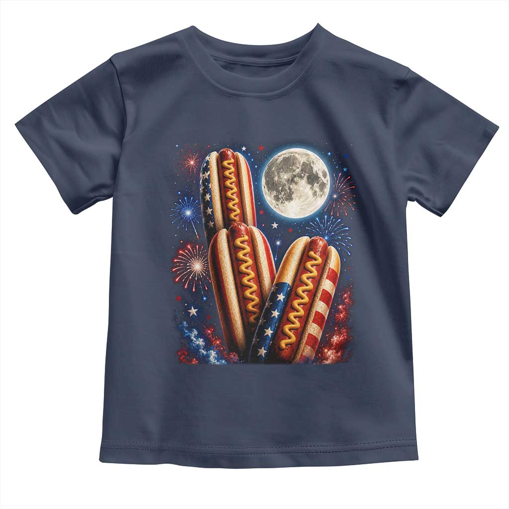 4th Of July Hotdog Fireworks Toddler T Shirt American Food Lovers TS12 Navy Print Your Wear