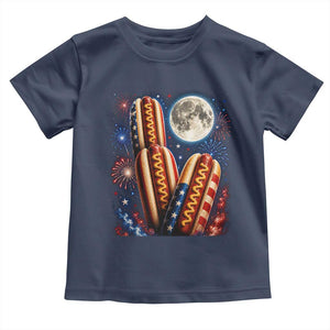 4th Of July Hotdog Fireworks Toddler T Shirt American Food Lovers TS12 Navy Print Your Wear