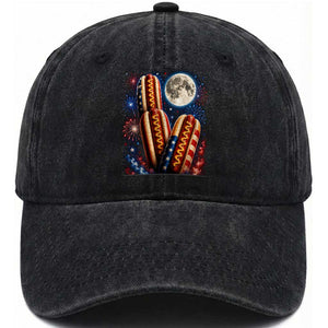 4th Of July Hotdog Fireworks Washed Cotton Baseball Cap American Food Lovers TS12 Print Your Wear