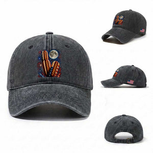 4th Of July Hotdog Fireworks Washed Cotton Baseball Cap American Food Lovers TS12 Washed Cap Universal Fit Dark Gray Print Your Wear