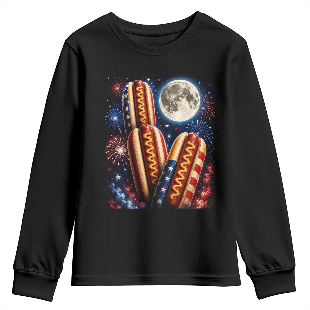 4th Of July Hotdog Fireworks Youth Sweatshirt American Food Lovers TS12 Black Print Your Wear