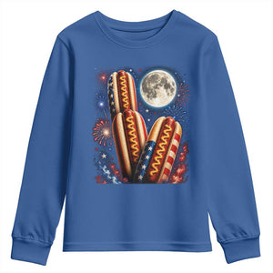 4th Of July Hotdog Fireworks Youth Sweatshirt American Food Lovers TS12 Royal Blue Print Your Wear