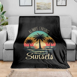 Vintage Always Chasing Sunsets Throw Blanket Hawaiian Tropical Beach Graphic TS12 Print Your Wear