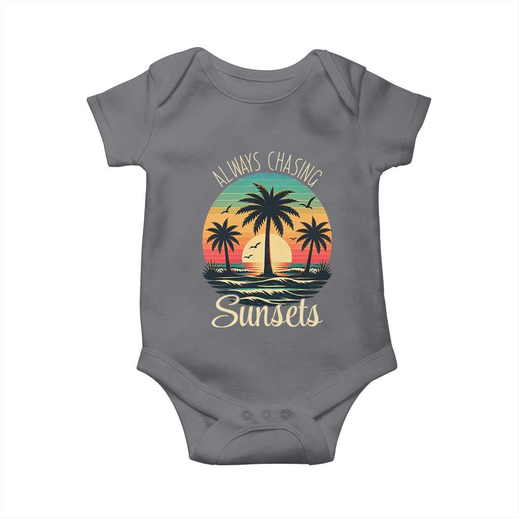 Vintage Always Chasing Sunsets Baby Onesie Hawaiian Tropical Beach Graphic TS12 Charcoal Print Your Wear