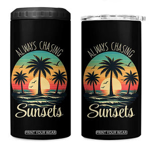 Vintage Always Chasing Sunsets 4 in 1 Can Cooler Tumbler Hawaiian Tropical Beach Graphic TS12 One Size: 16 oz Black Print Your Wear