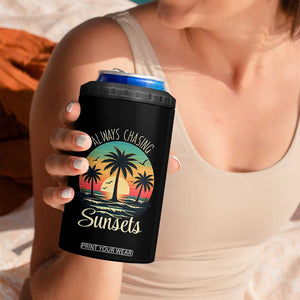 Vintage Always Chasing Sunsets 4 in 1 Can Cooler Tumbler Hawaiian Tropical Beach Graphic TS12 Print Your Wear