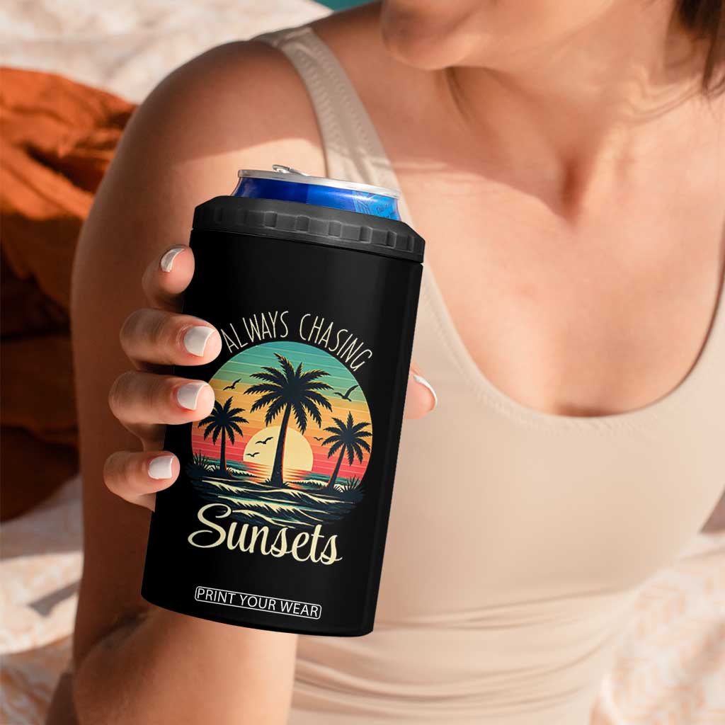Vintage Always Chasing Sunsets 4 in 1 Can Cooler Tumbler Hawaiian Tropical Beach Graphic TS12 Print Your Wear