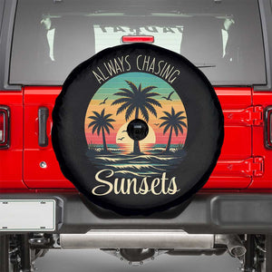 Vintage Always Chasing Sunsets Spare Tire Cover Hawaiian Tropical Beach Graphic TS12 Black Print Your Wear