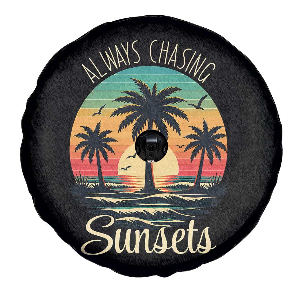 Vintage Always Chasing Sunsets Spare Tire Cover Hawaiian Tropical Beach Graphic TS12 Print Your Wear