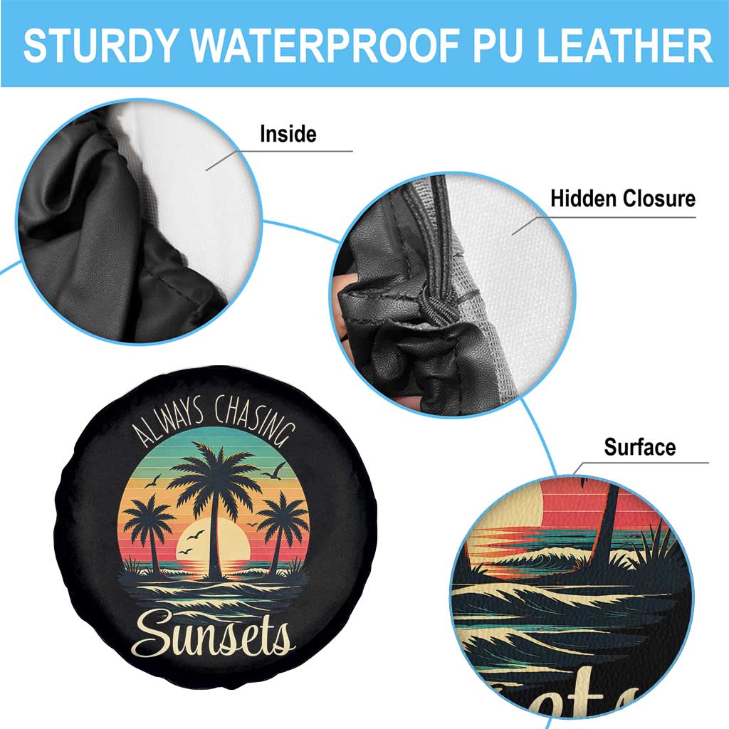 Vintage Always Chasing Sunsets Spare Tire Cover Hawaiian Tropical Beach Graphic TS12 Print Your Wear