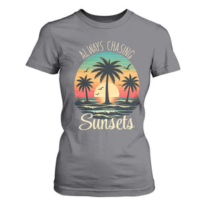 Vintage Always Chasing Sunsets T Shirt For Women Hawaiian Tropical Beach Graphic TS12 Charcoal Print Your Wear