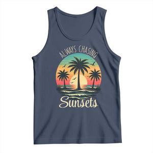 Vintage Always Chasing Sunsets Tank Top Hawaiian Tropical Beach Graphic TS12 Navy Print Your Wear