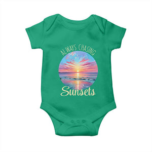 Always Chasing Sunsets Baby Onesie Summer Vacation Travel Gift TS12 Irish Green Print Your Wear