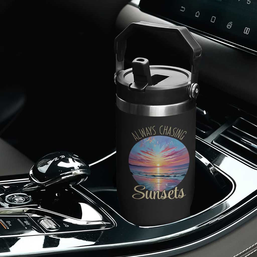 Always Chasing Sunsets Flip Straw Tumbler Summer Vacation Travel Gift TS12 Print Your Wear