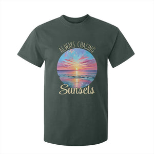 Always Chasing Sunsets T Shirt For Kid Summer Vacation Travel Gift TS12 Dark Forest Green Print Your Wear