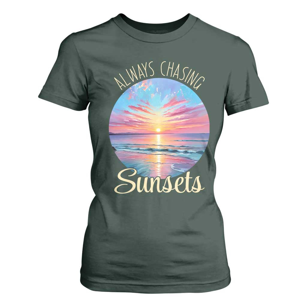 Always Chasing Sunsets T Shirt For Women Summer Vacation Travel Gift