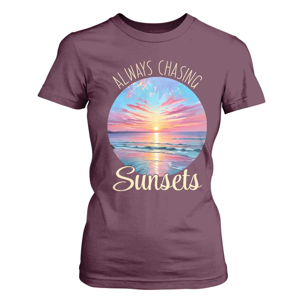Always Chasing Sunsets T Shirt For Women Summer Vacation Travel Gift