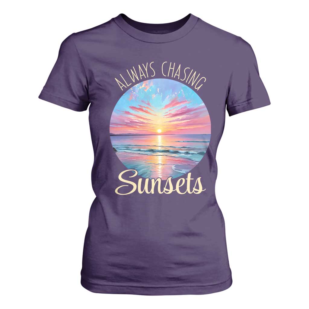 Always Chasing Sunsets T Shirt For Women Summer Vacation Travel Gift
