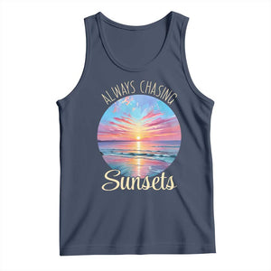 Always Chasing Sunsets Tank Top Summer Vacation Travel Gift TS12 Navy Print Your Wear