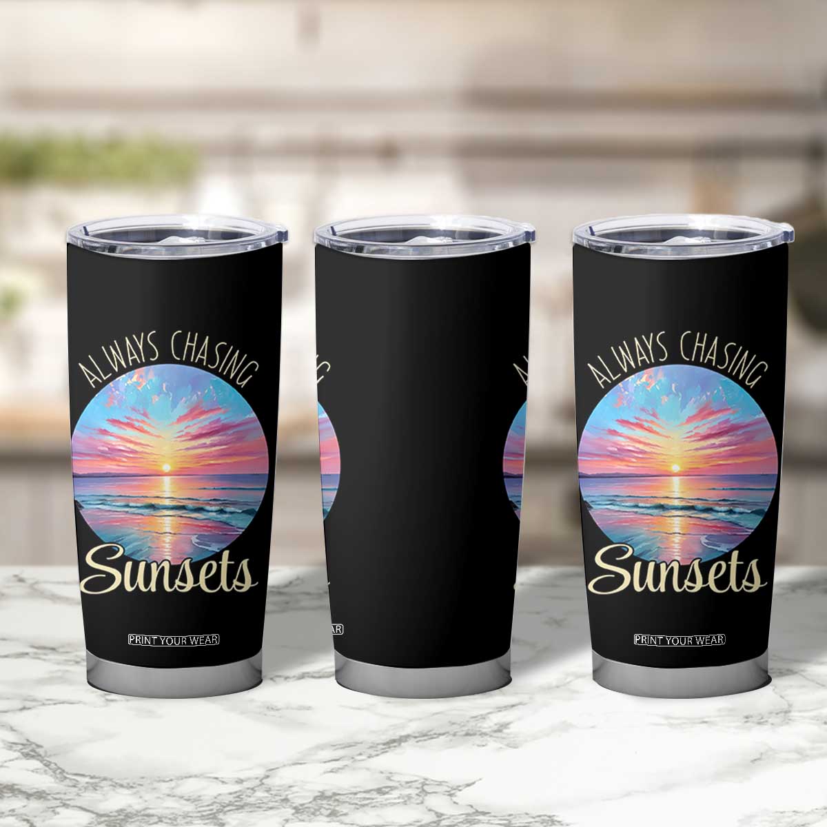Always Chasing Sunsets Tumbler Cup Summer Vacation Travel Gift TS12 Print Your Wear