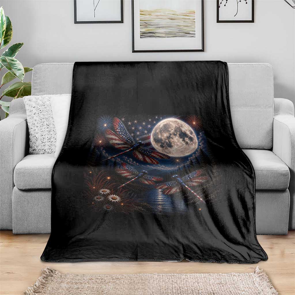 American Flag Dragonfly Patriotic 4th Of July Throw Blanket TS12 Print Your Wear