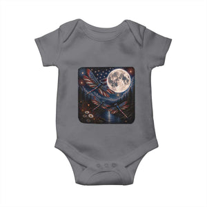 American Flag Dragonfly Patriotic 4th Of July Baby Onesie TS12 Charcoal Print Your Wear