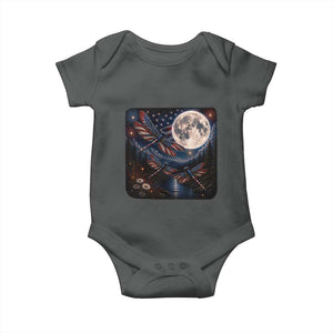 American Flag Dragonfly Patriotic 4th Of July Baby Onesie TS12 Dark Heather Print Your Wear