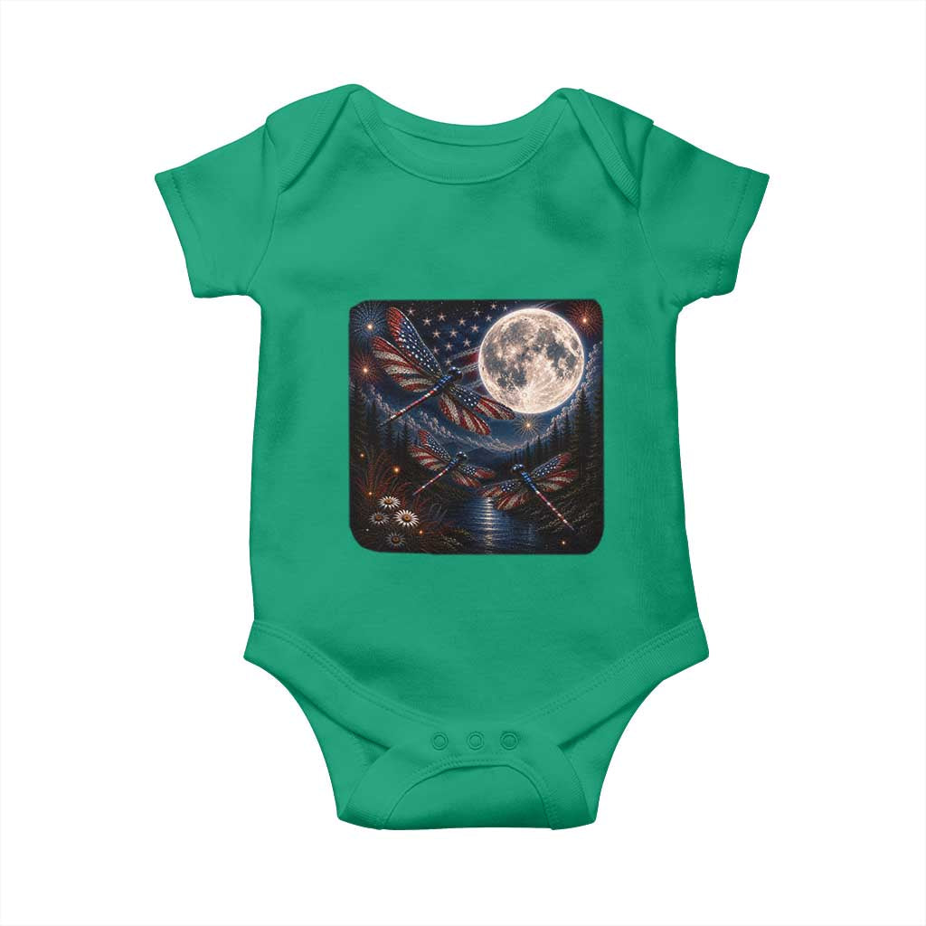 American Flag Dragonfly Patriotic 4th Of July Baby Onesie TS12 Irish Green Print Your Wear