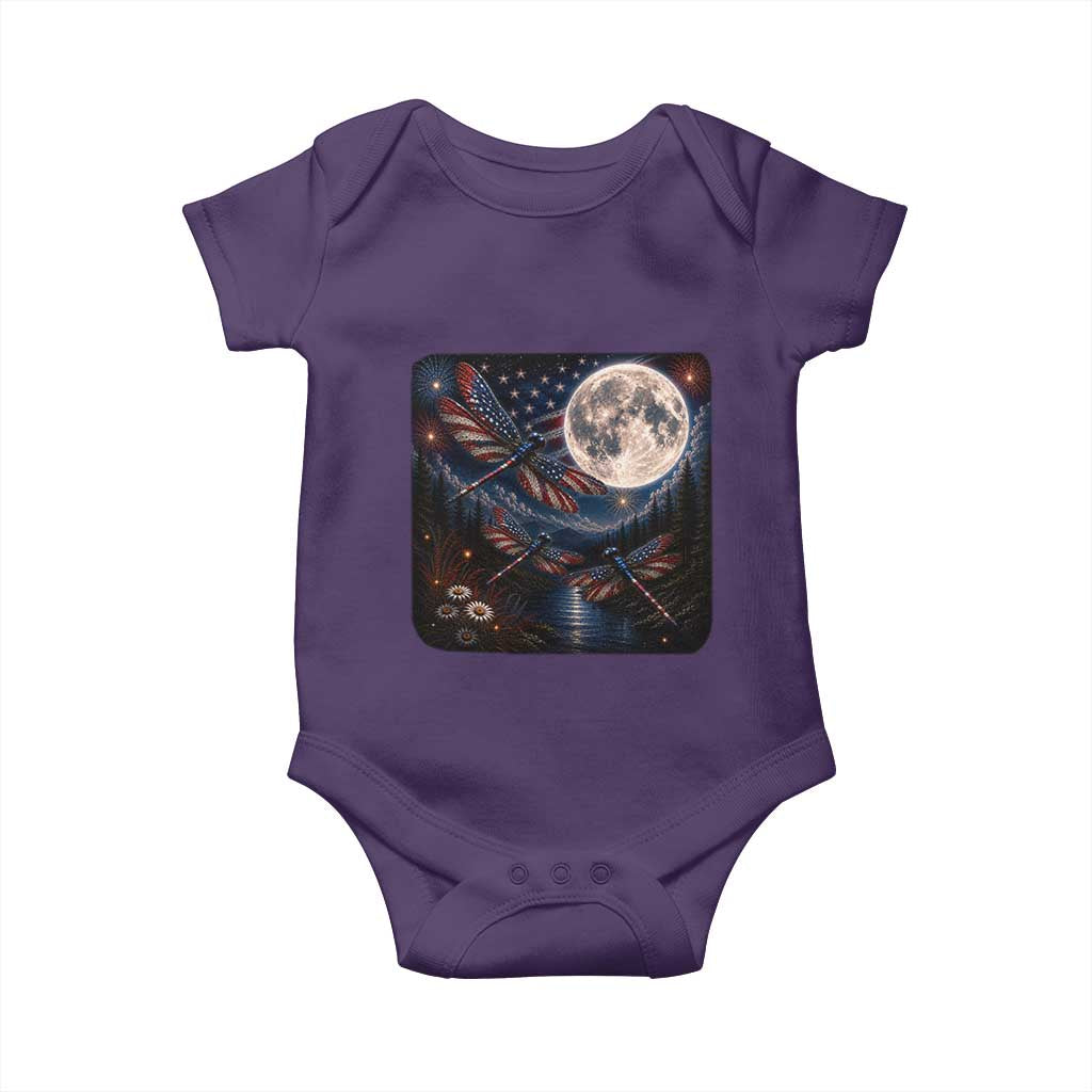 American Flag Dragonfly Patriotic 4th Of July Baby Onesie TS12 Purple Print Your Wear
