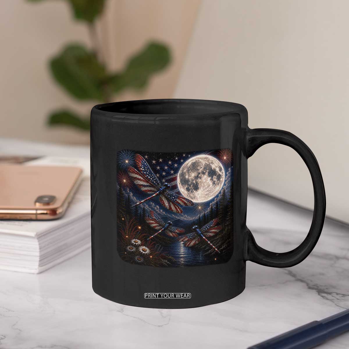 American Flag Dragonfly Patriotic 4th Of July Coffee Mug TS12 Print Your Wear