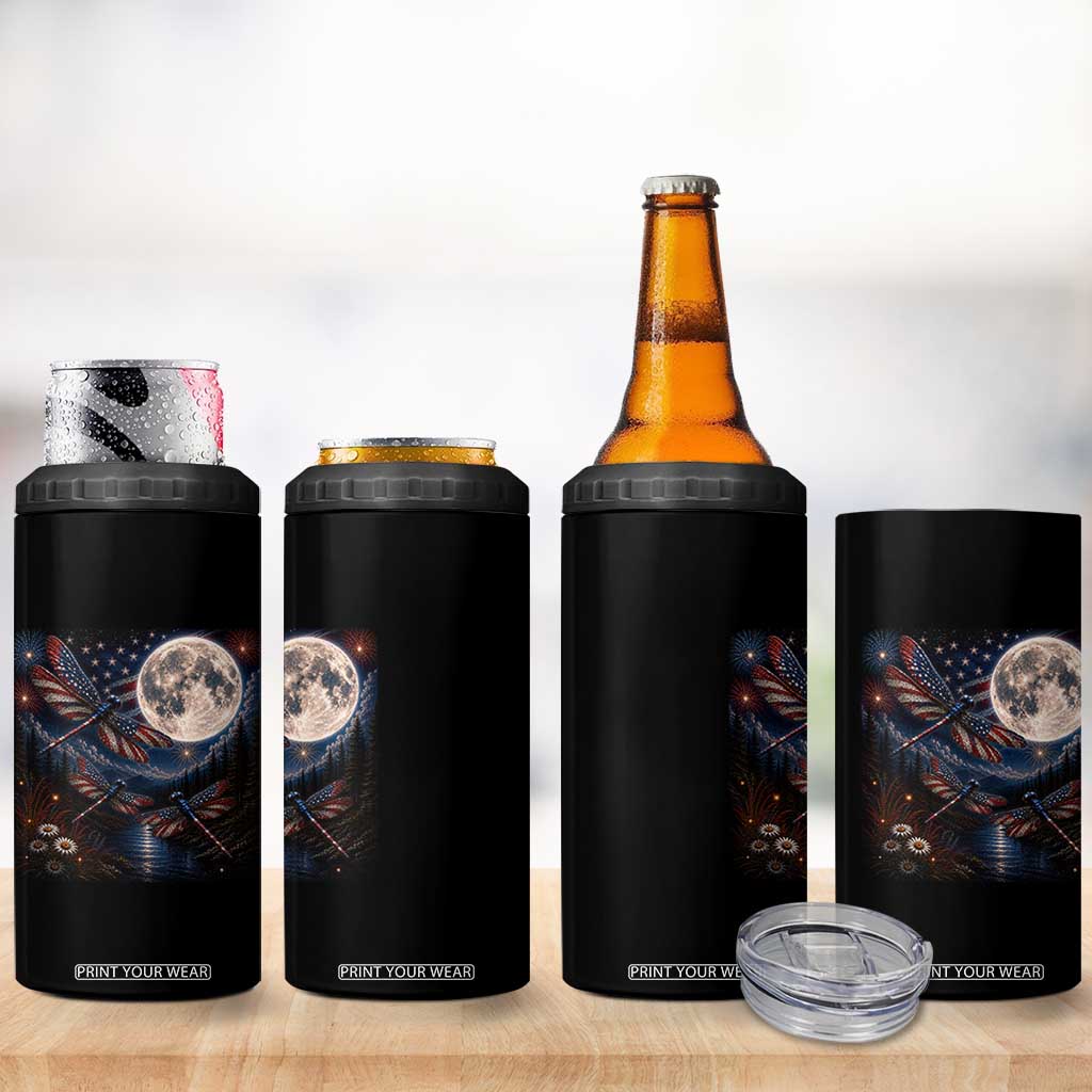 American Flag Dragonfly Patriotic 4th Of July 4 in 1 Can Cooler Tumbler TS12 Print Your Wear