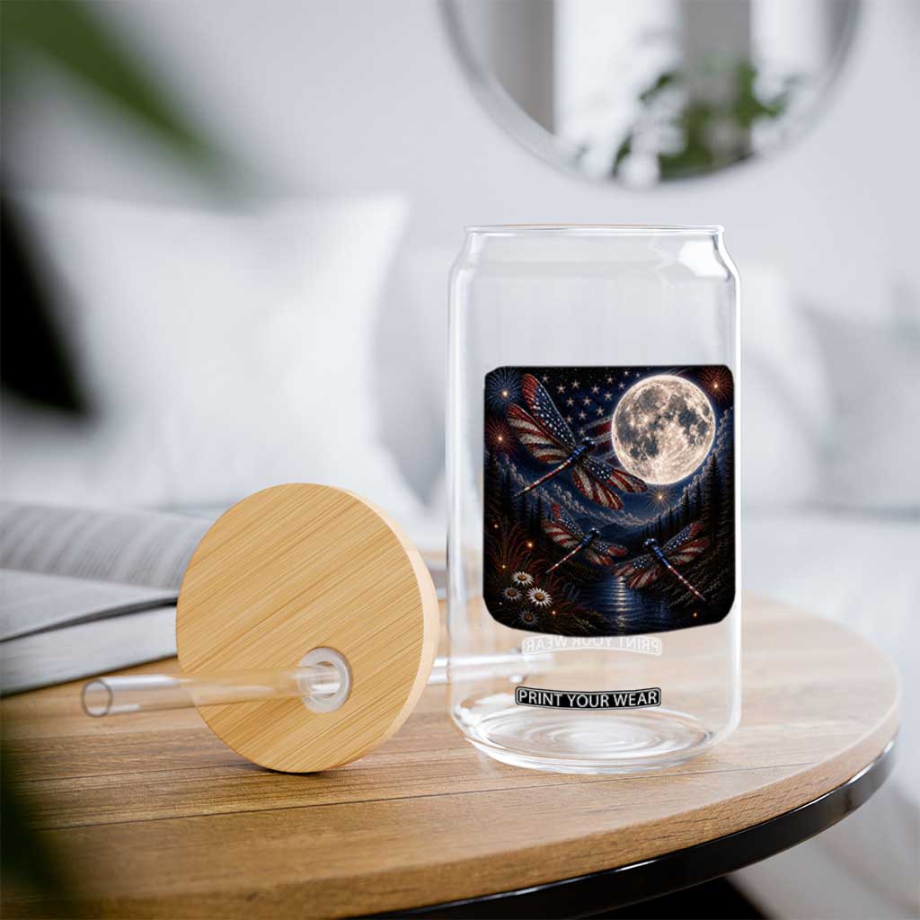 American Flag Dragonfly Patriotic 4th Of July Glass Can TS12 Print Your Wear