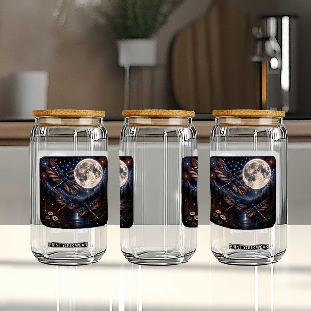 American Flag Dragonfly Patriotic 4th Of July Glass Can TS12 Print Your Wear