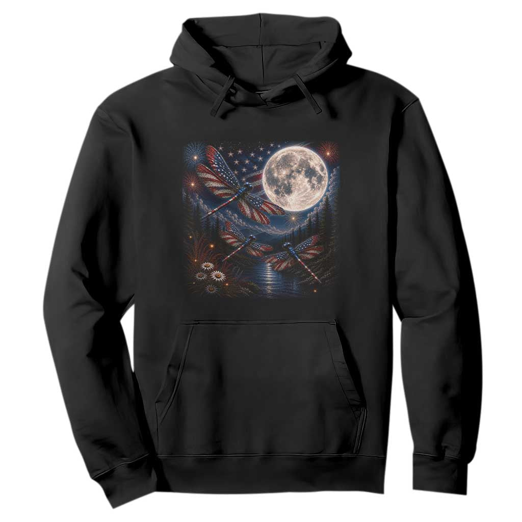 American Flag Dragonfly Patriotic 4th Of July Hoodie TS12 Black Print Your Wear